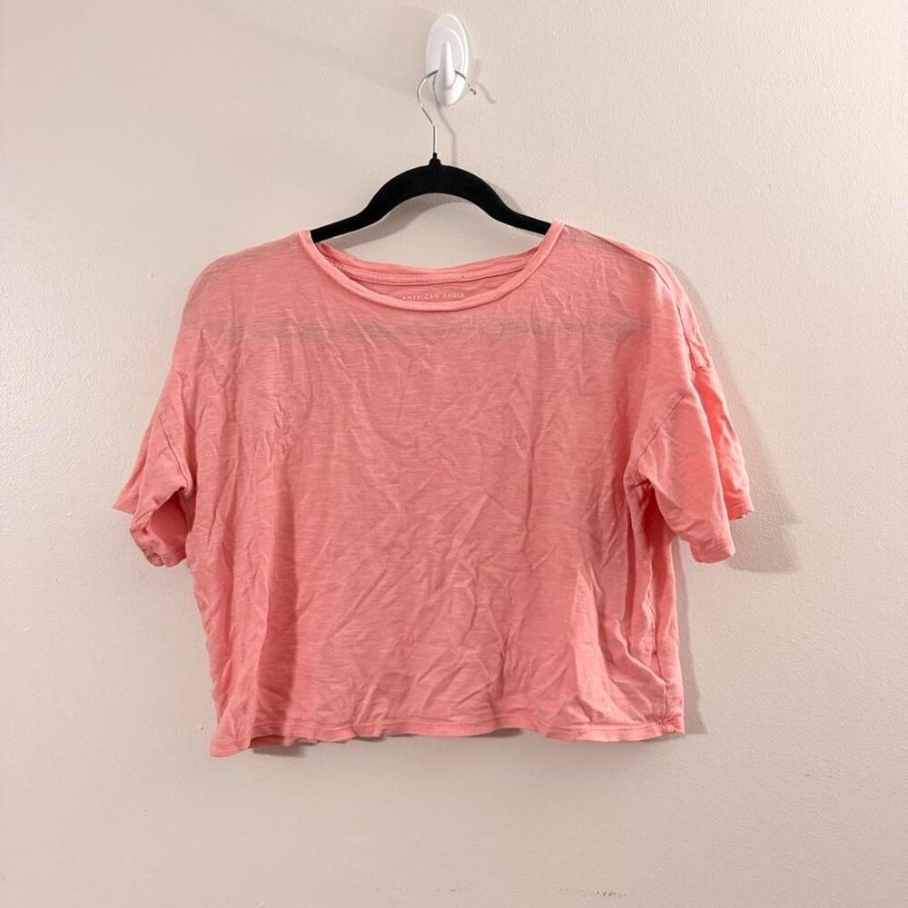 CLASSIC American Eagle coral pink oversized crop tee, Size S 🩷